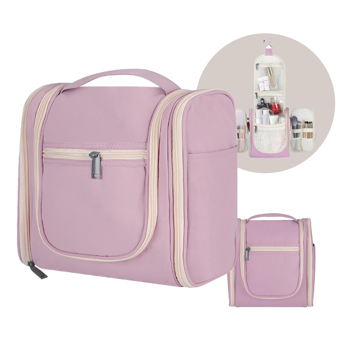 Large Waterproof Hanging Toiletry Bag, Blush Pink