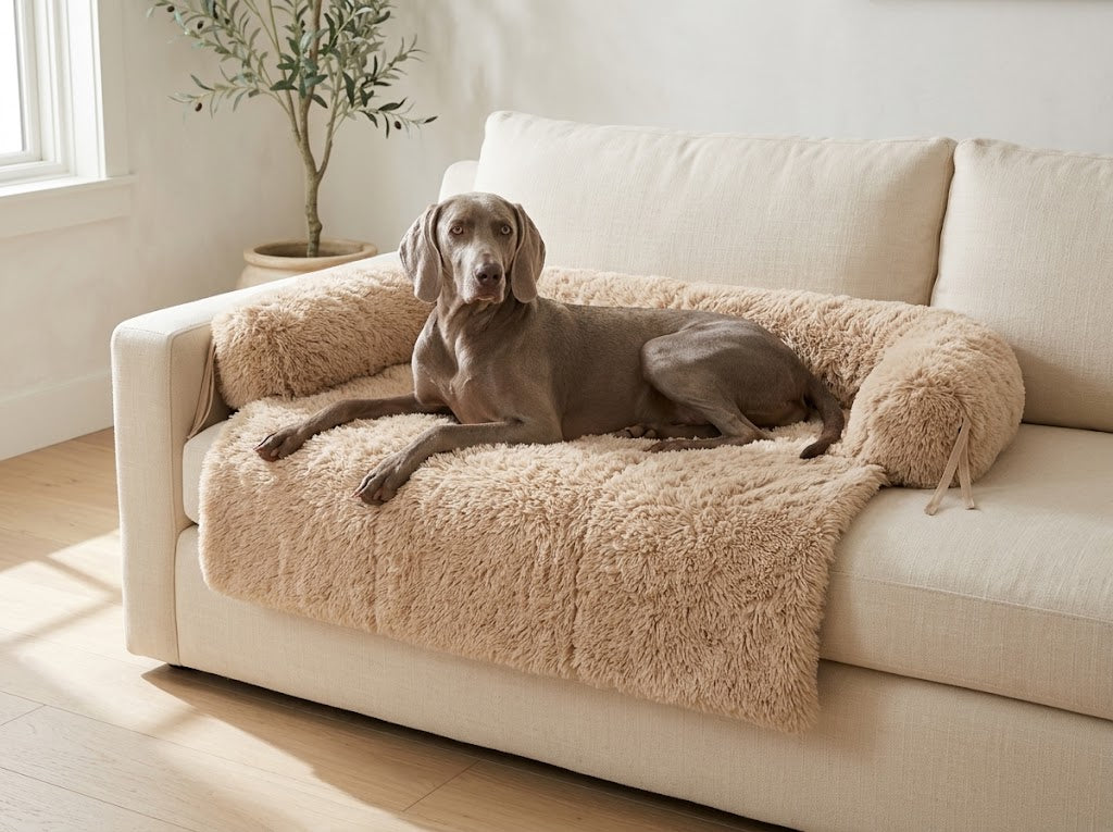 Fluffy Dog Bed and Couch Cover with Waterproof Lining, XL 45 in