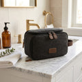 Wide-Open Canvas Dopp Kit with Wet-Dry Pocket, Dark Grey