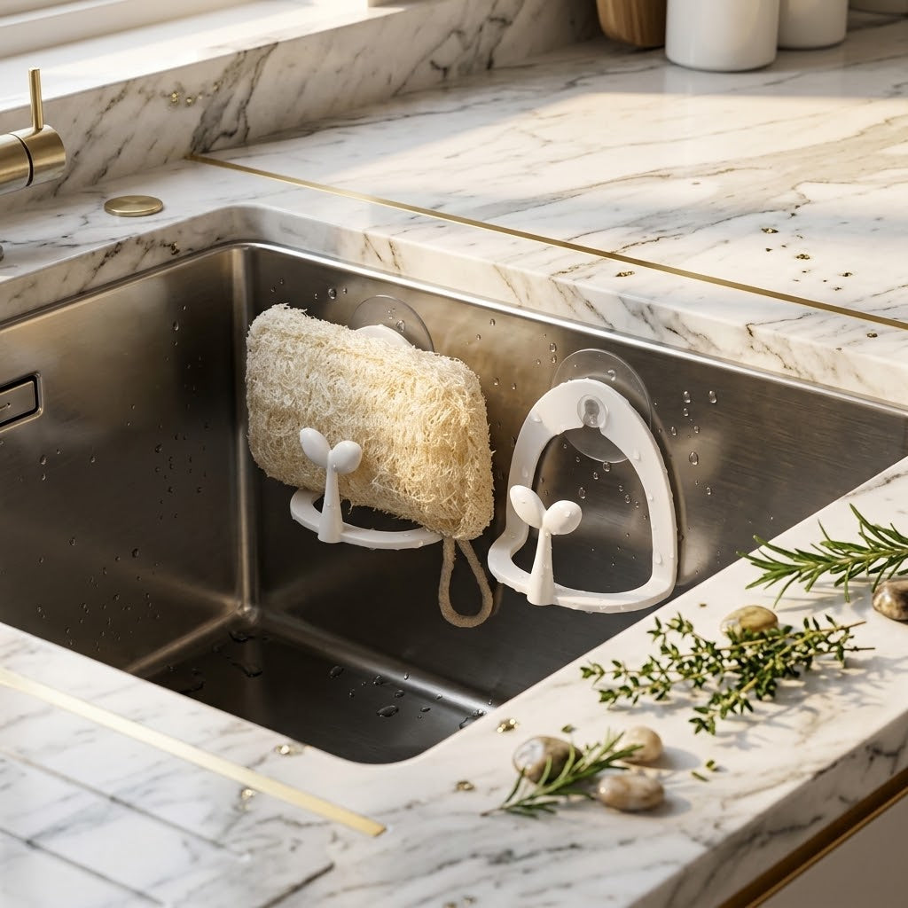 Suction Cup Sink Organizer for Sponges and Cleaning Tools
