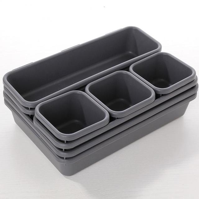 Multi-Compartment Plastic Drawer Organizer, Black or White