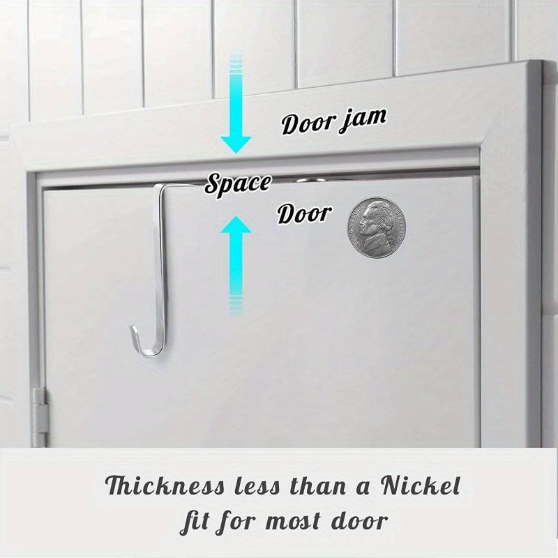 Over-the-Door Stainless Steel Hooks for Towels and Coats, 8-Pack
