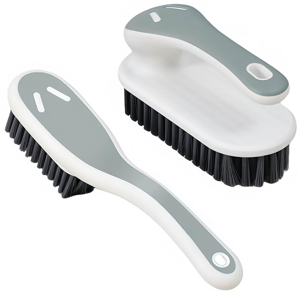 Soft-Bristle Laundry and Shoe Brush Set, 2-Pack, Gray