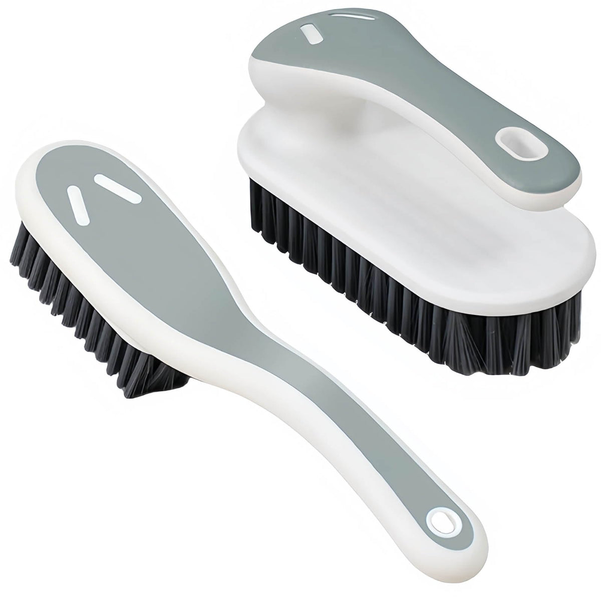 Soft-Bristle Laundry and Shoe Brush Set, 2-Pack, Gray