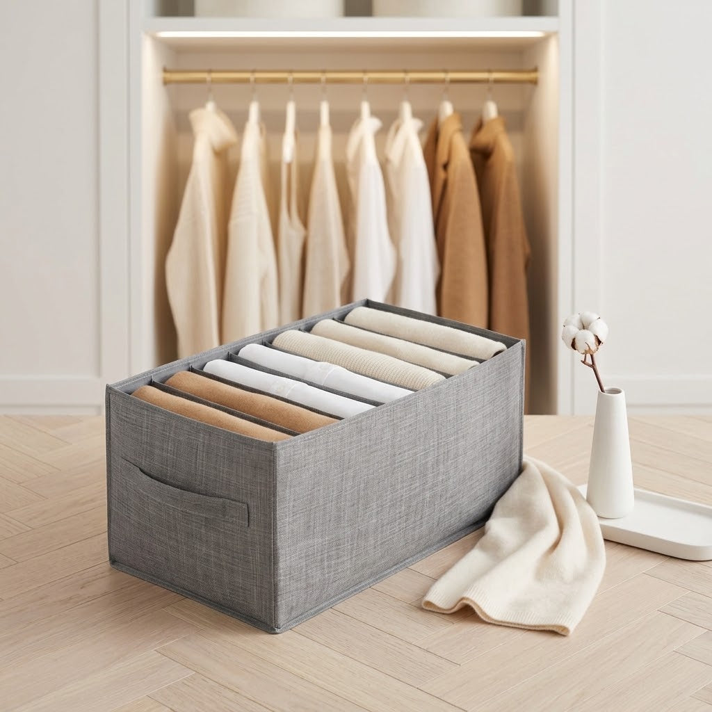 Foldable Non-Woven Closet Drawer Organizer, 7 or 9 Cells, Gray