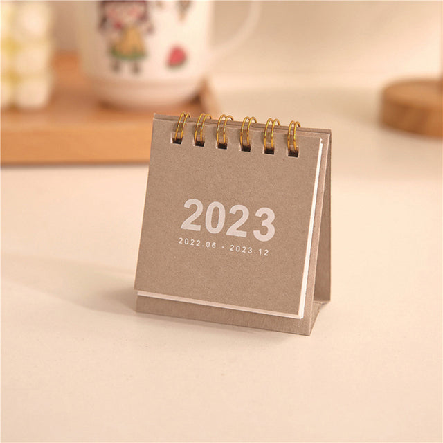 Mini Desktop Coil Paper Calendar Planner, Nine Solid Colors