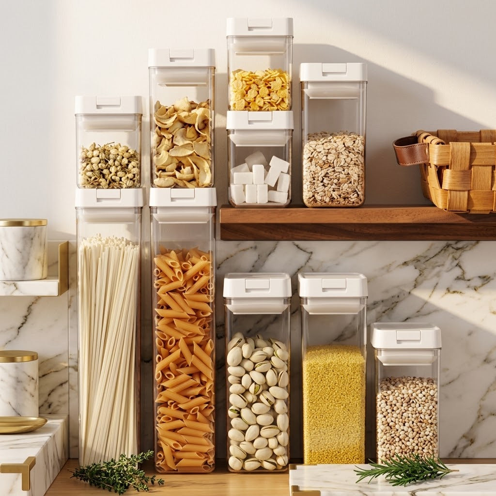 Stackable Transparent Pantry Containers, 500 to 1200 ml