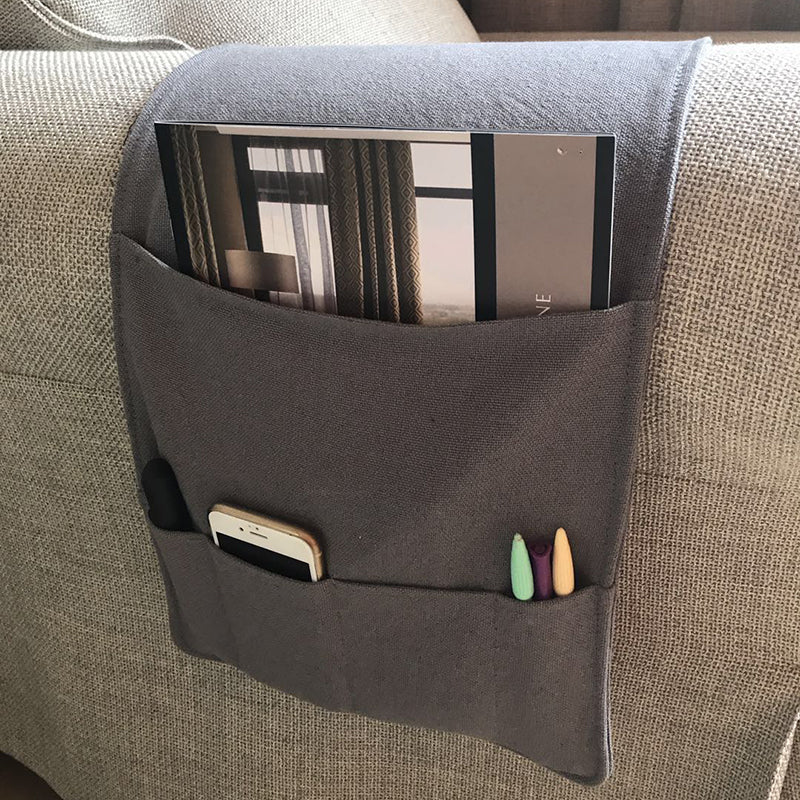 Quilted Sofa Armrest Organizer with 6 Pockets, 34 x 83 cm