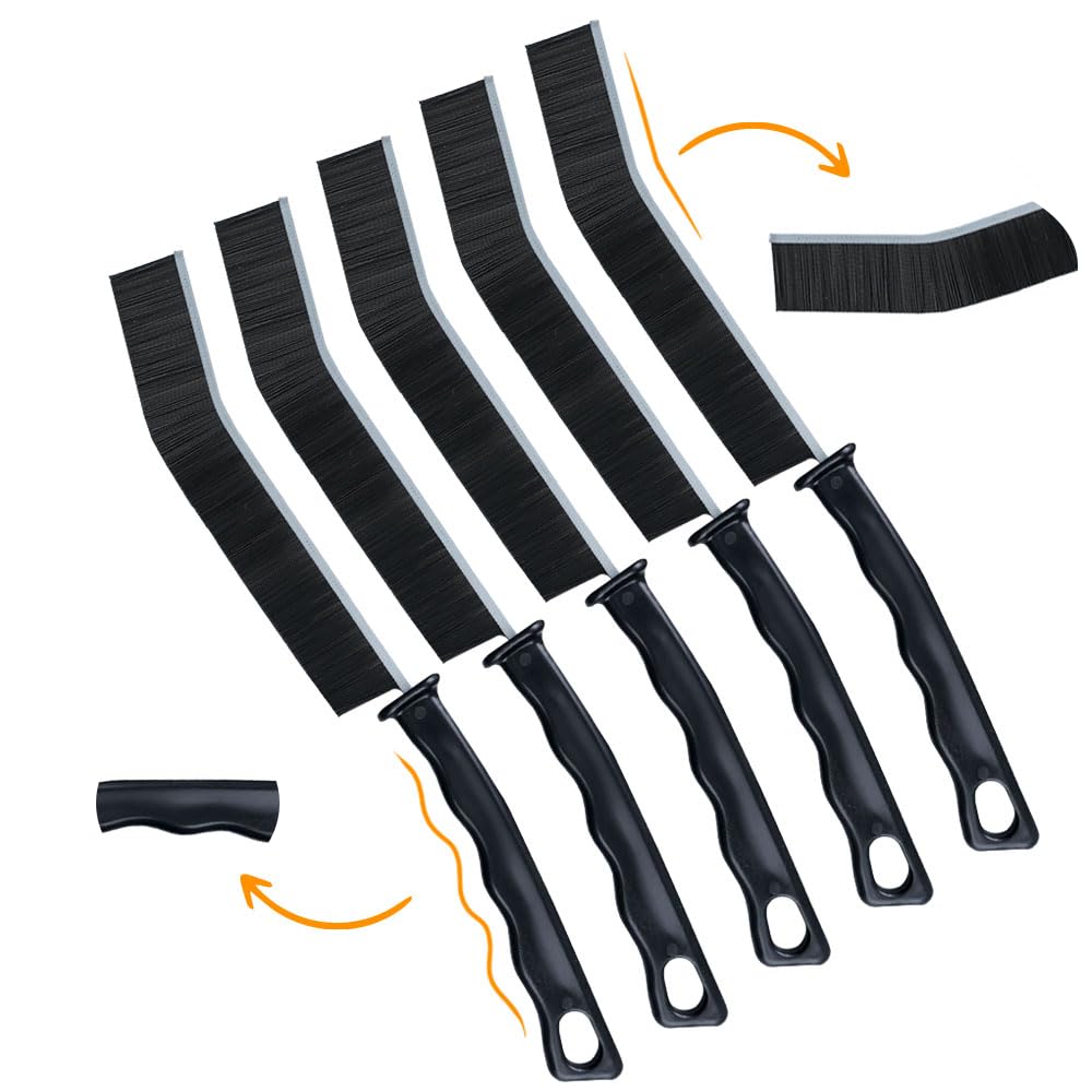 Hard-Bristle Crevice Cleaning Brushes for Tight Gaps, Set of 5