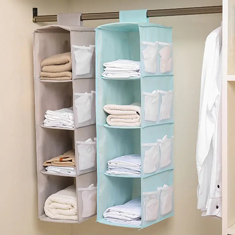 Foldable Fabric Hanging Closet Organizer, Multi-Shelf