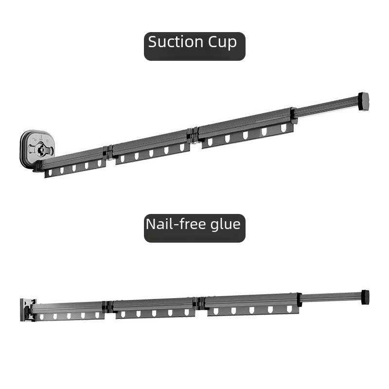 Wall-Mounted Foldable Drying Rack, Suction or No-Drill Mount