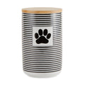 Ceramic Paw and Patch Pet Treat Jar, 4 x 6.5 in, Black Stripe