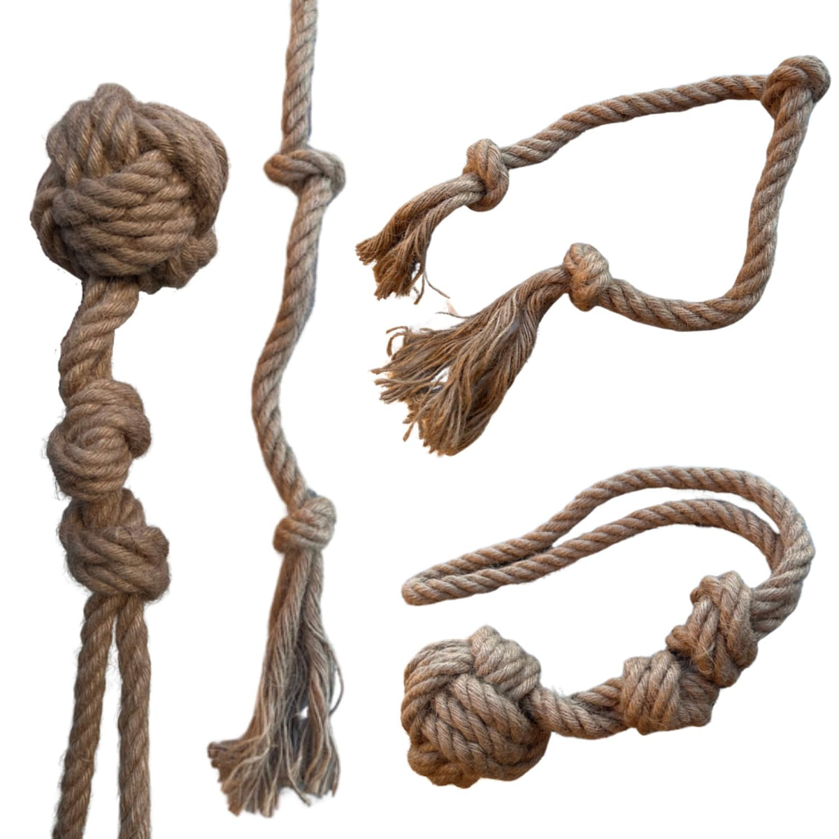 Dye-Free Natural Hemp Rope Dog Tug Toys, 2 Pack