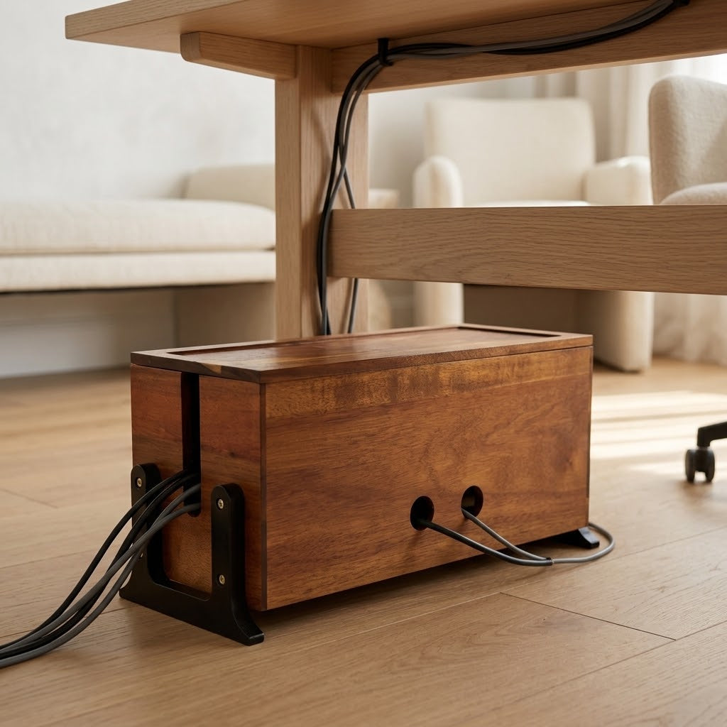 14 in Walnut Wood Cable Management Box