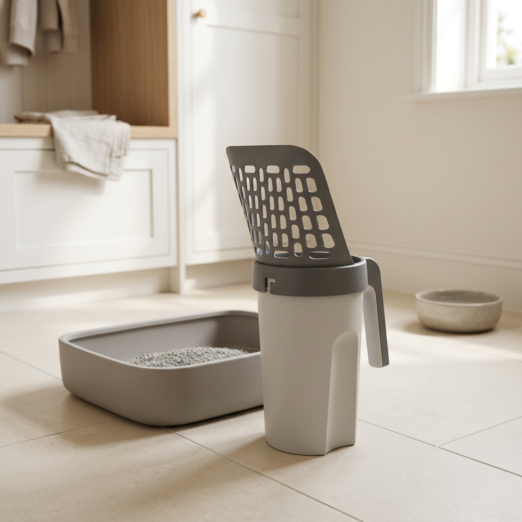 Cat Litter Scoop Kit with Waste Bin and Trash Bag Options