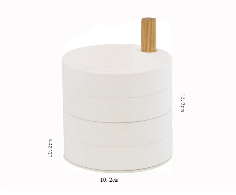 4-Layer Rotating Jewelry Organizer, Wood and Iron, White