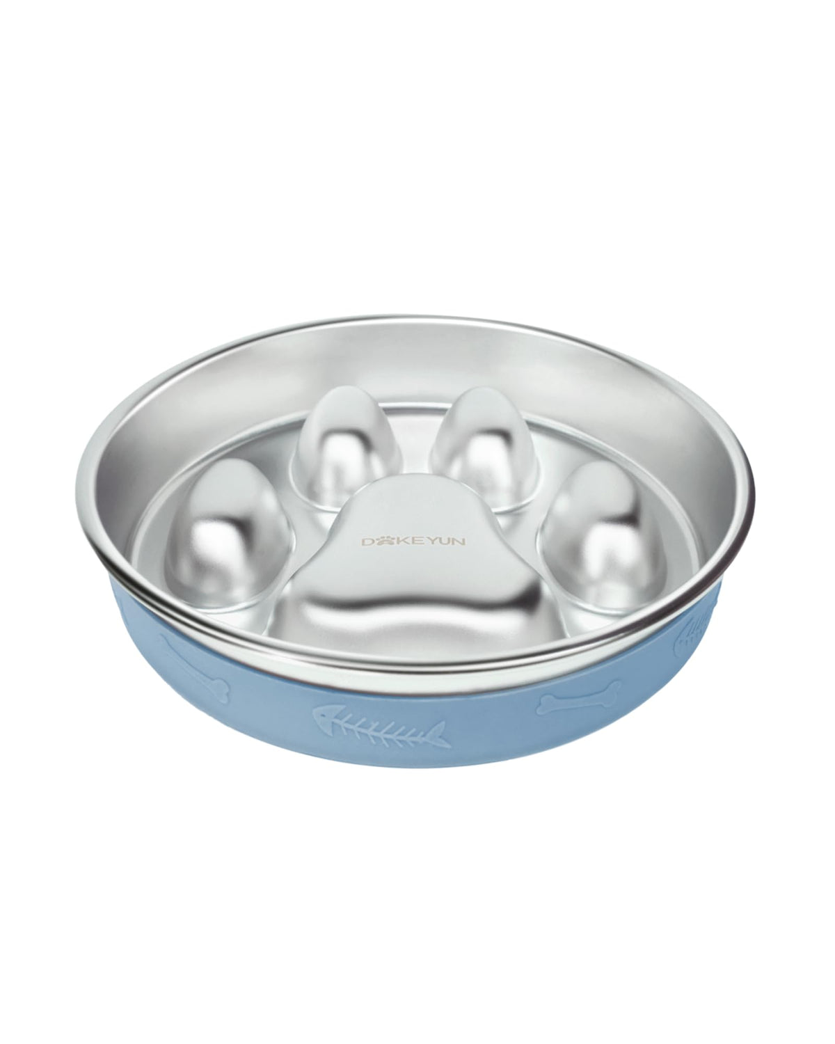Stainless Steel Slow Feeder Dog Bowl with Paw Ridges, Up to 4 Cups