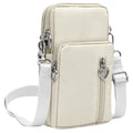 Small Nylon Crossbody Phone Bag with 4 Zip Pockets, Off White