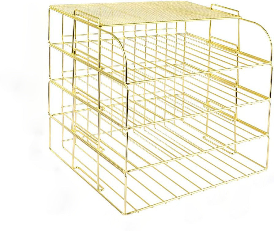 4-Layer Metal Desktop Document Rack, Black, Rose Gold or Gold