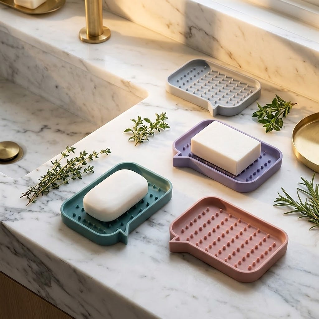 Silicone Soap Holder and Drain Rack, 12.8 x 9 cm