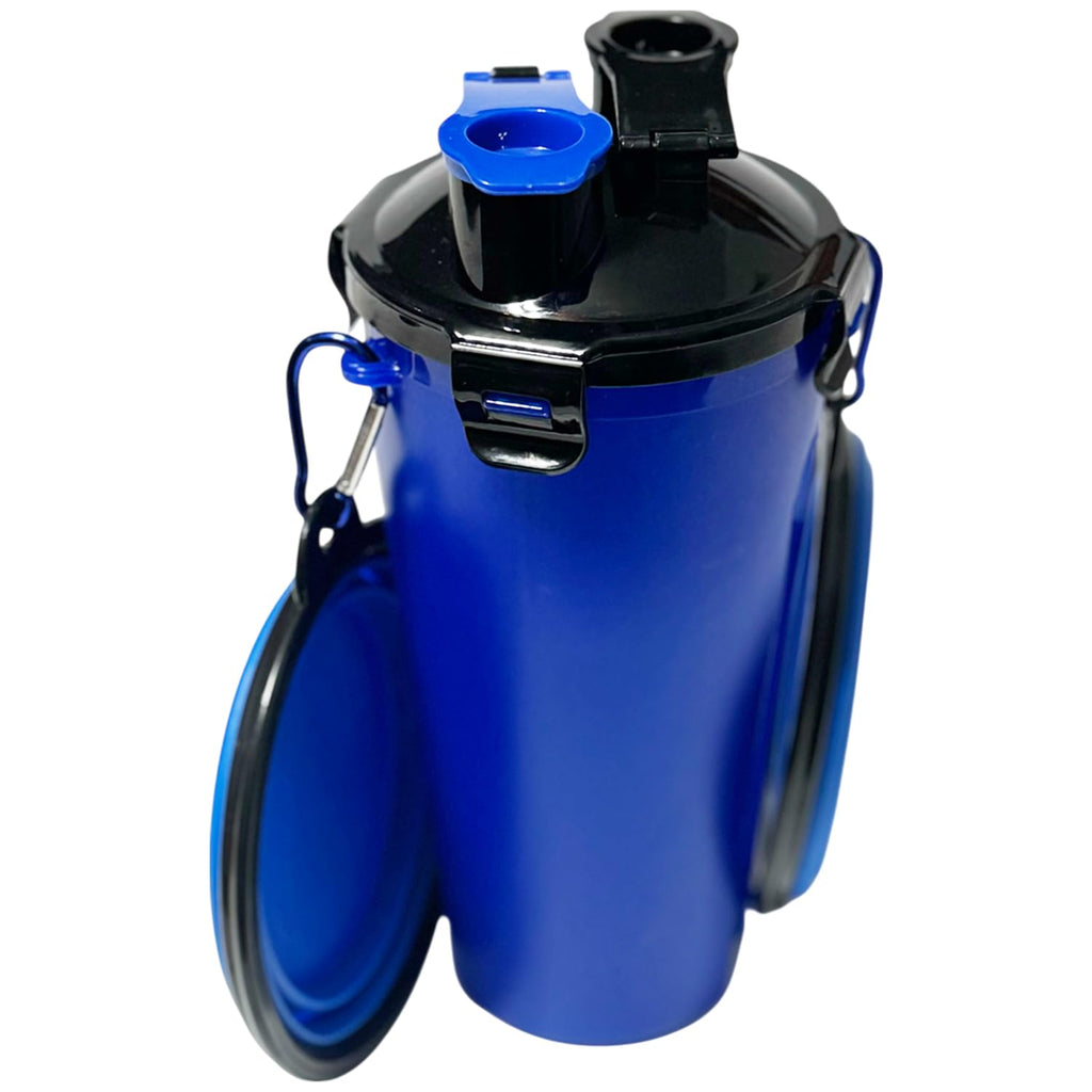 2-in-1 Dog Water Bottle and Food Container with 2 Collapsible Bowls