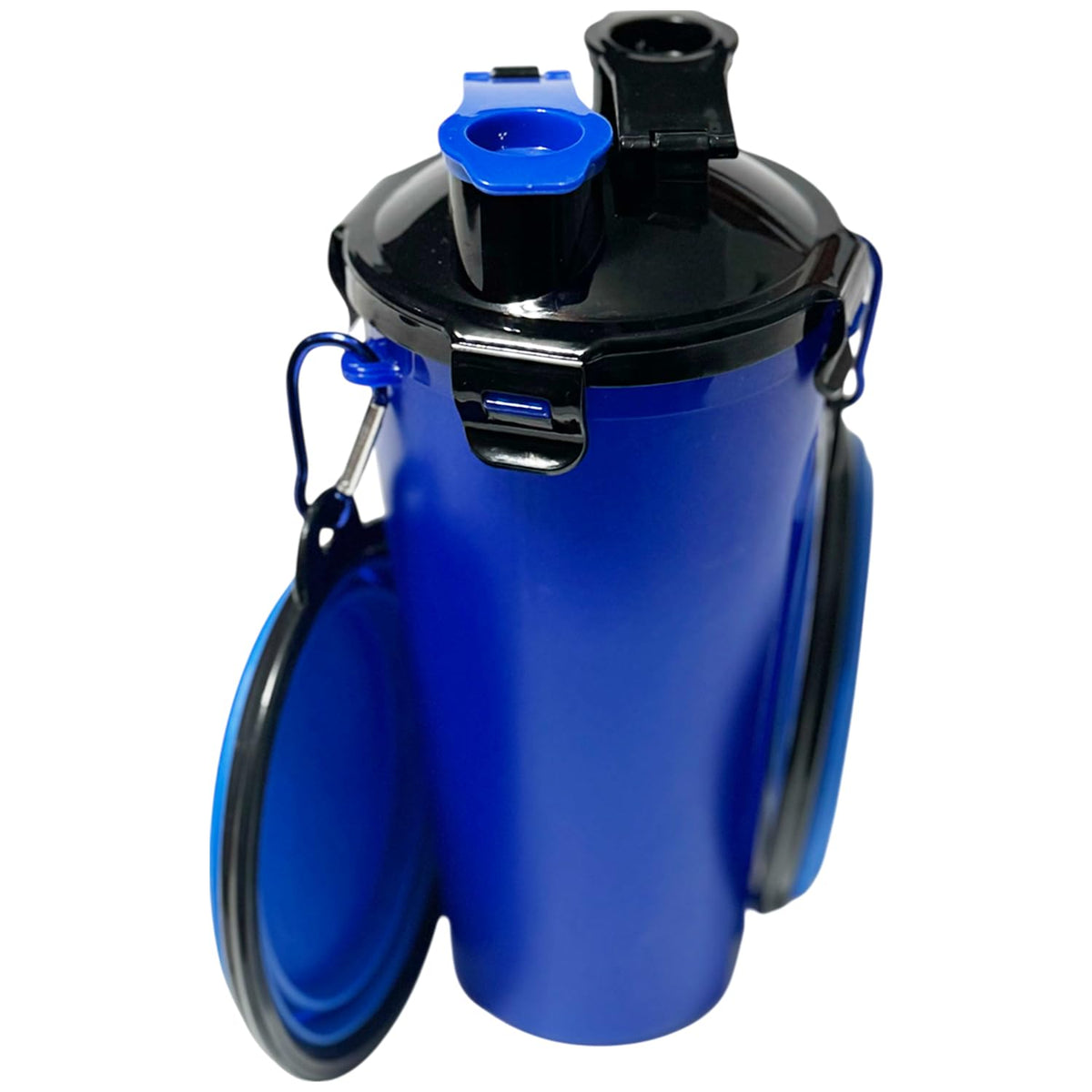 2-in-1 Dog Water Bottle and Food Container with 2 Collapsible Bowls