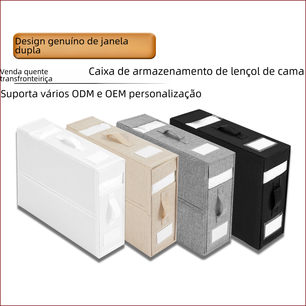 Linen-Look Bedding Storage Boxes, 38 x 32 x 11.5 cm