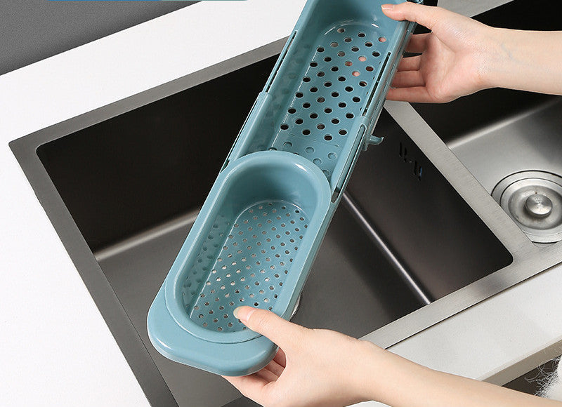 Telescopic Sink Drain Rack with Towel and Bottle Holder