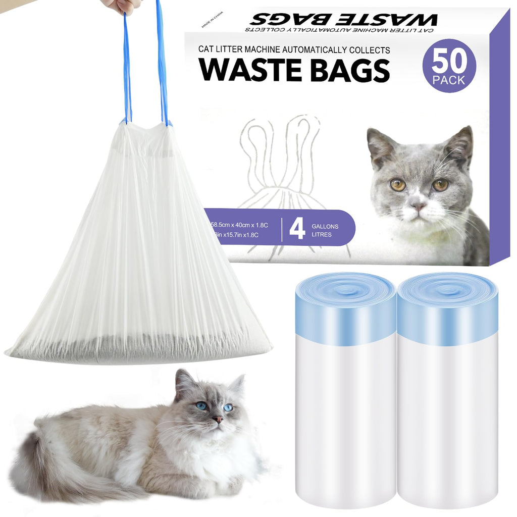 XL Drawstring Liners for Self-Cleaning Litter Boxes, 50 Pack