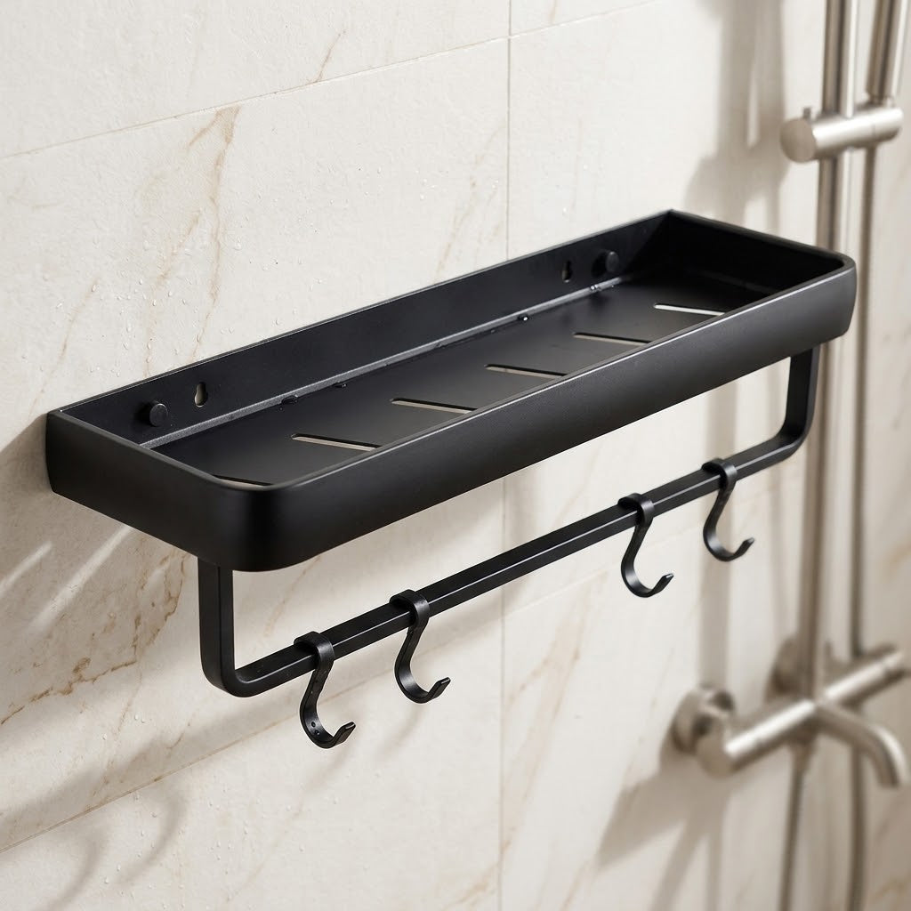 No-Drill Aluminum Bathroom Shelf and Towel Rack, 30, 40 or 50 cm