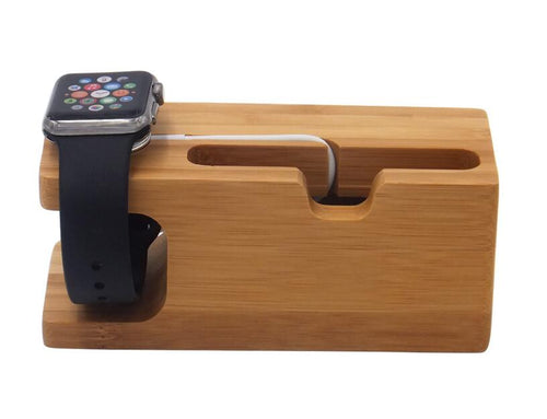2-in-1 Bamboo Phone Stand and Watch Charging Dock, 140 mm