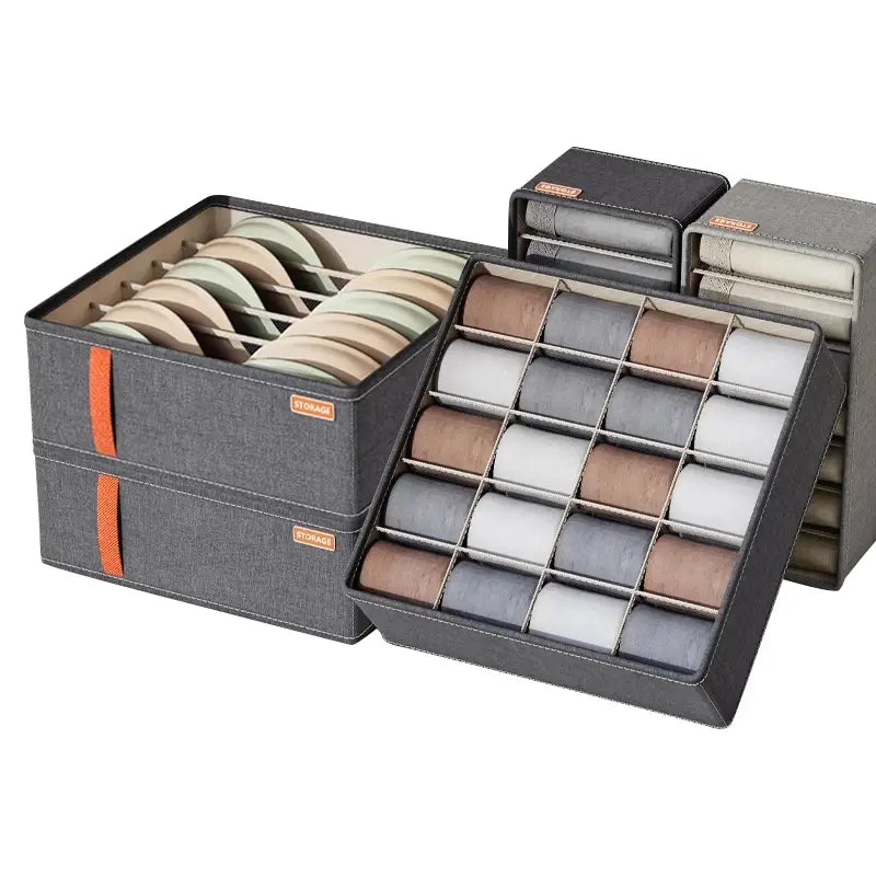 Foldable Multi-Grid Wardrobe Organizer for Pants, Socks and Ties