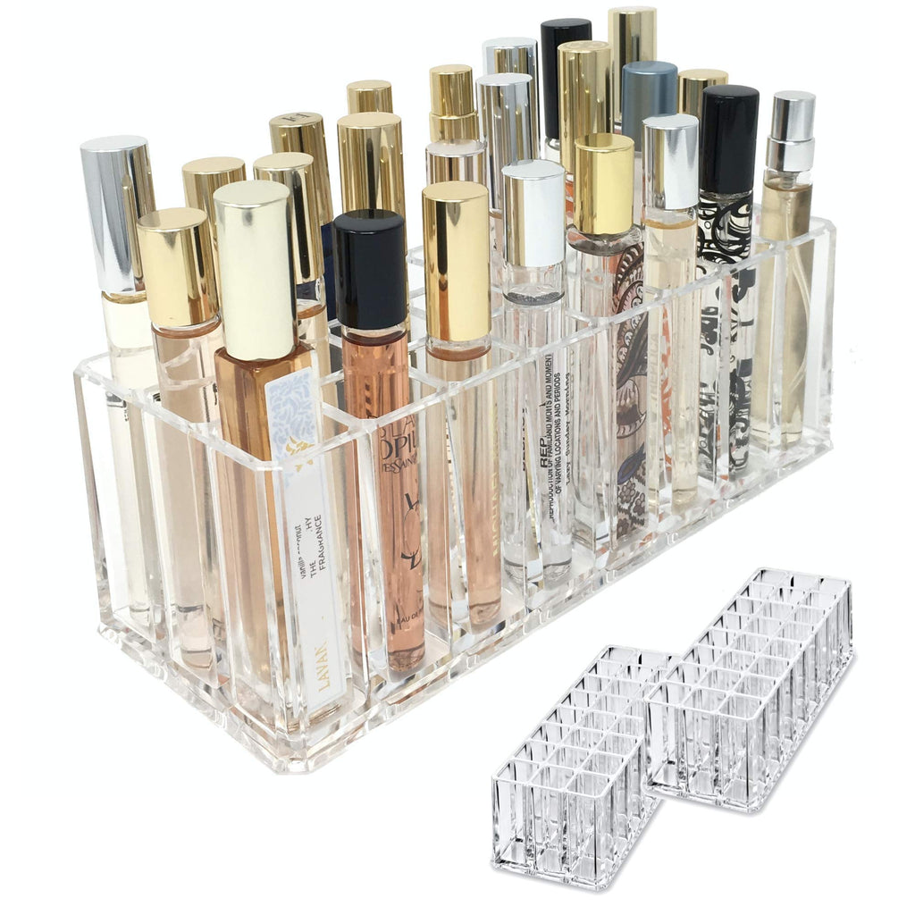 24-Slot Clear Acrylic Rollerball Perfume Display, 9.17 x 3.5 in
