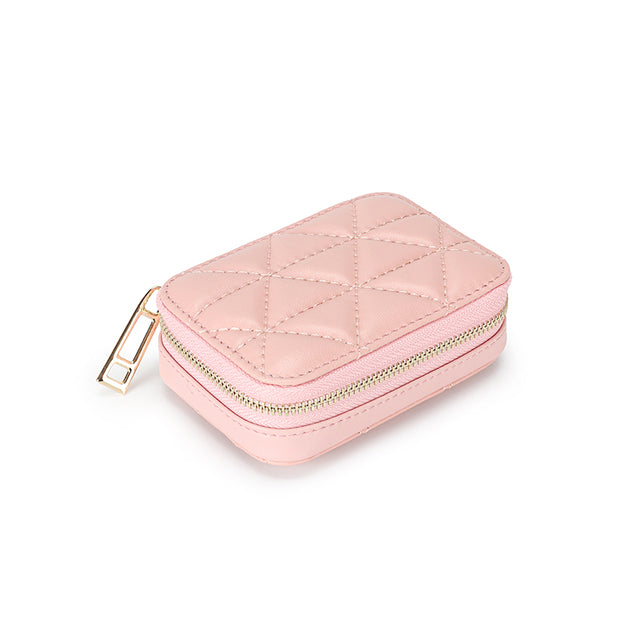Square Leather Travel Makeup Case with Mirror, 5 Colors