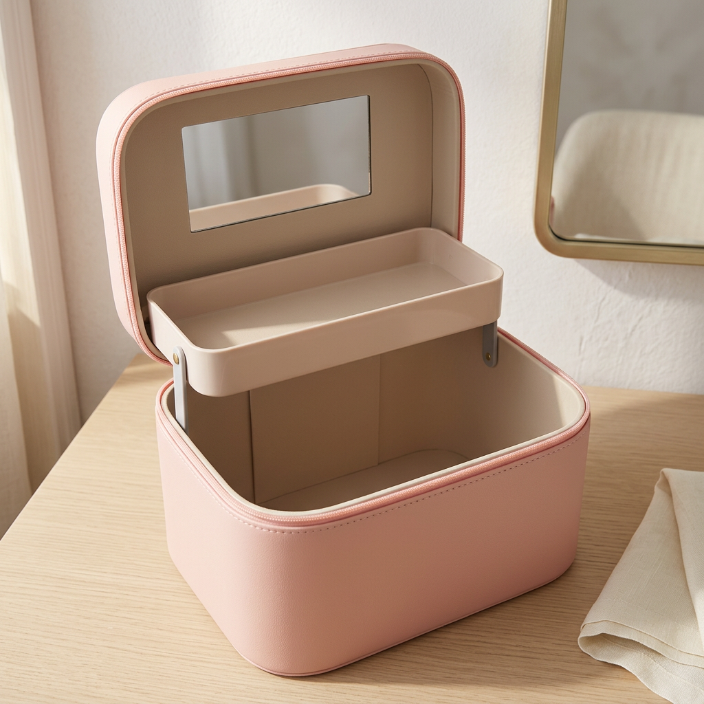 Pink Cube Makeup Bag with Zipper, Medium or Large Double Layer