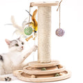 2-Layer Cat Ball Track Toy with Sisal Pole and Feather Wand, Large