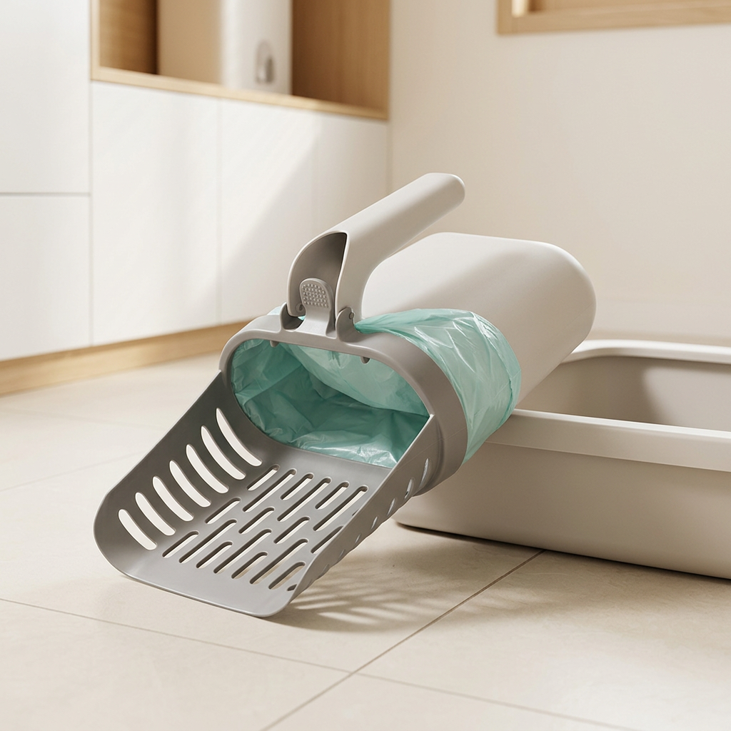 Cat Litter Scoop and Waste Bin Set for Between Cleanings