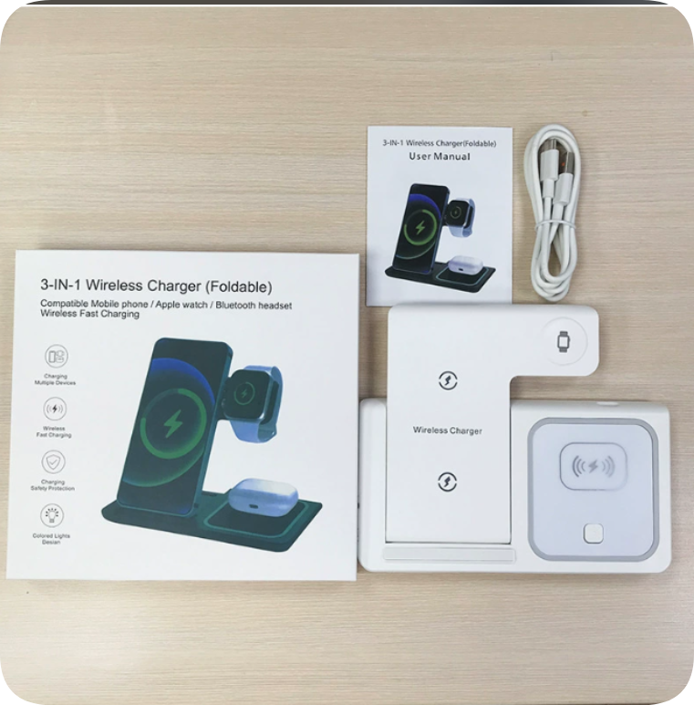 Vertical 3-in-1 Wireless Charging Stand, Black or White