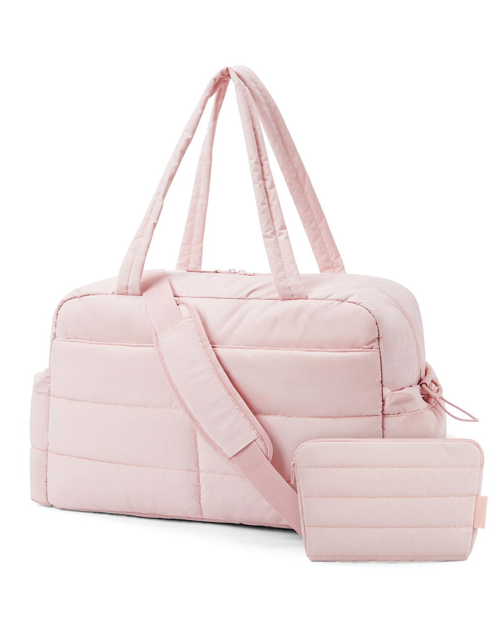 Quilted Puffer Duffel Bag, 31L, Baby Pink