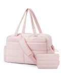 Quilted Puffer Duffel Bag, 31L, Baby Pink