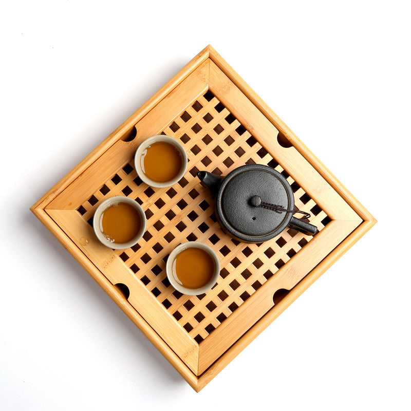 Square bamboo tea tray