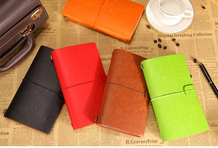 Vintage PU Leather Travel Journal with Strap, A6