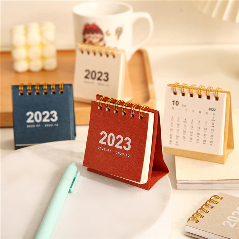 Mini Desktop Coil Paper Calendar Planner, Nine Solid Colors