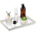 Marble-Pattern Ceramic Vanity Tray with Gold Rim, 30 x 20 cm