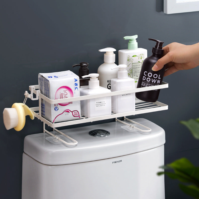 No-Drill Wall-Mounted Iron Toilet Storage Rack, 40 x 20 cm