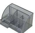 Metal Mesh Desktop Organizer with Seven Compartments for Pens and Files