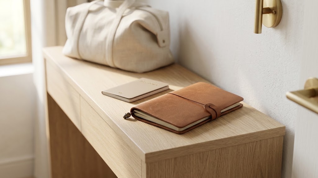 Vintage PU Leather Travel Journal with Strap, A6