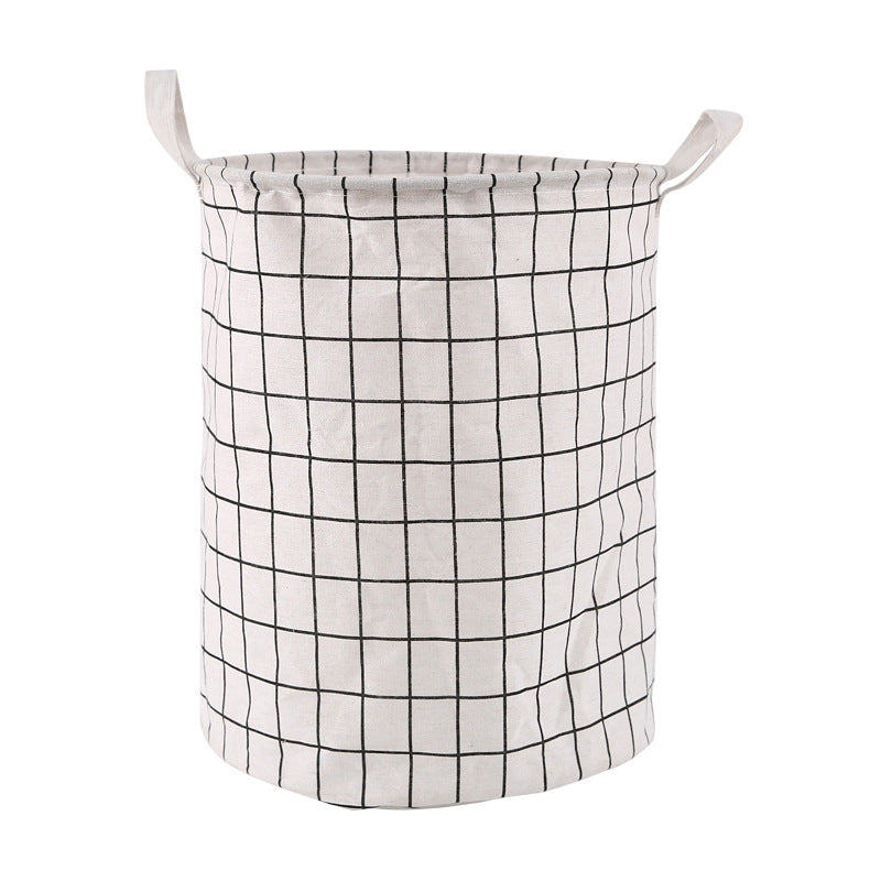 Round Foldable Cotton Linen Laundry Basket, 35 x 43.5 cm