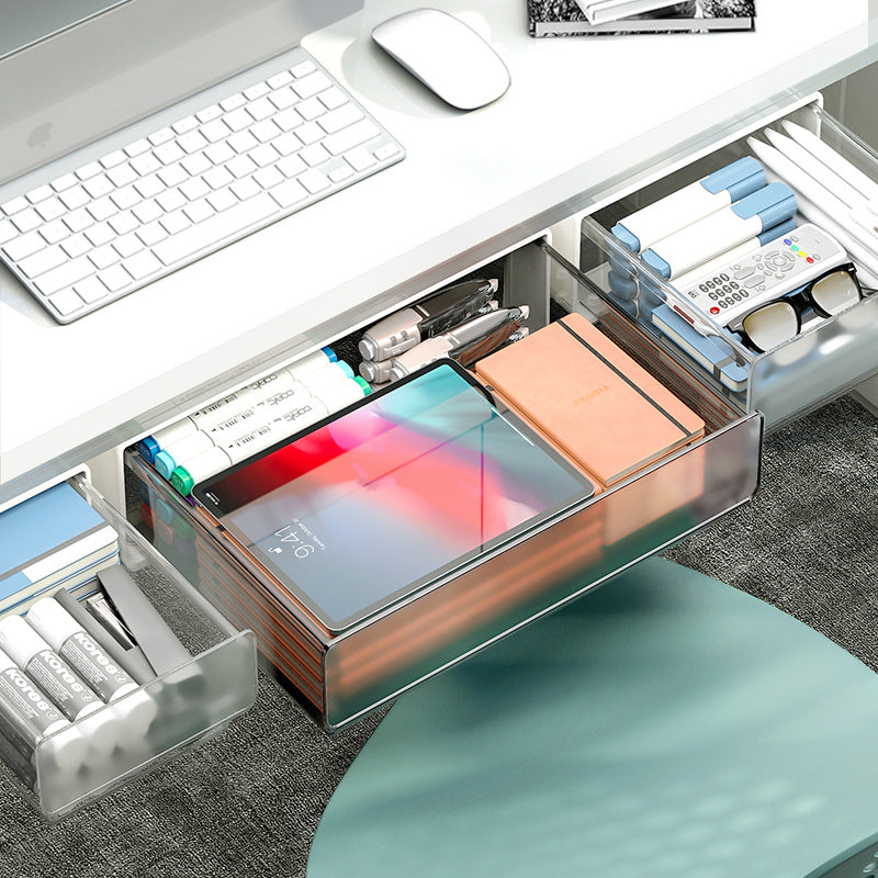 Under-Desk Hidden Drawer Storage Box, Adhesive Mount, S/M/L
