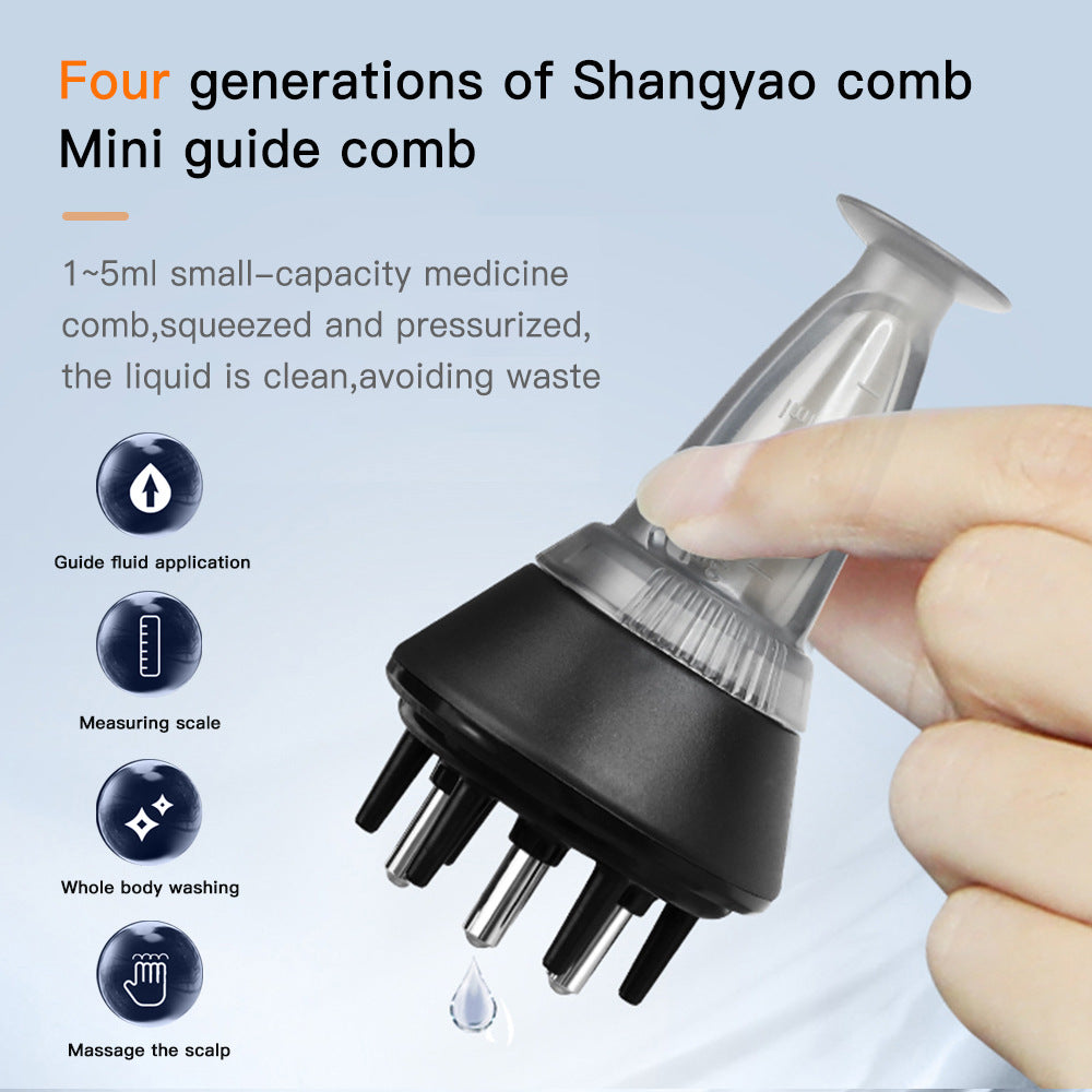 Scalp Applicator Comb with Rolling Ball Teeth and 5 ml Tank, Black